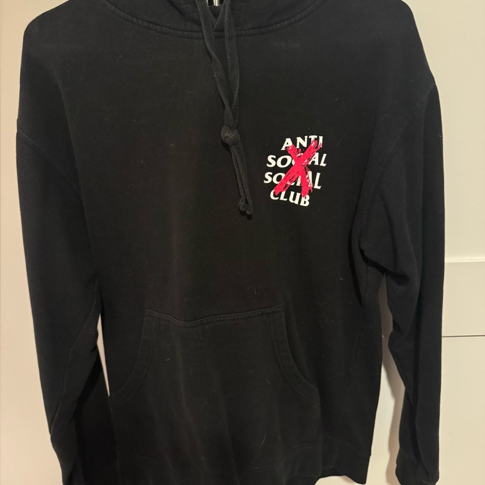 Anti Social Social Club Black and White Textured Hoodie